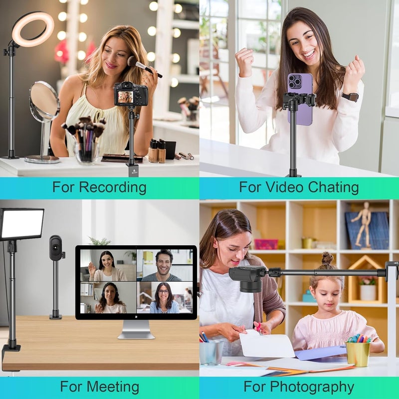 ailight Camera Desk Mount Webcam Stand, Adjustable Table Camera Stand with 1/4" Screw & C Clamp Overhead Tripod Webcam Mount for Logitech Obsbot insta360 Anker and Others - Image 2